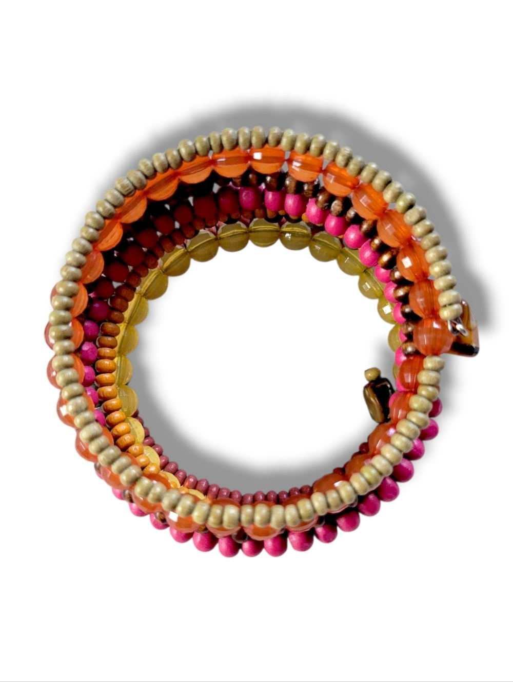 Colorful Boho Multi-Strand Beaded Wire Wrap Bracelet - Picture 3 of 9